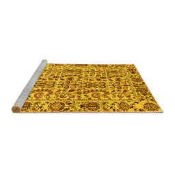 Sideview of Machine Washable Abstract Yellow Modern Rug, wshabs4068yw