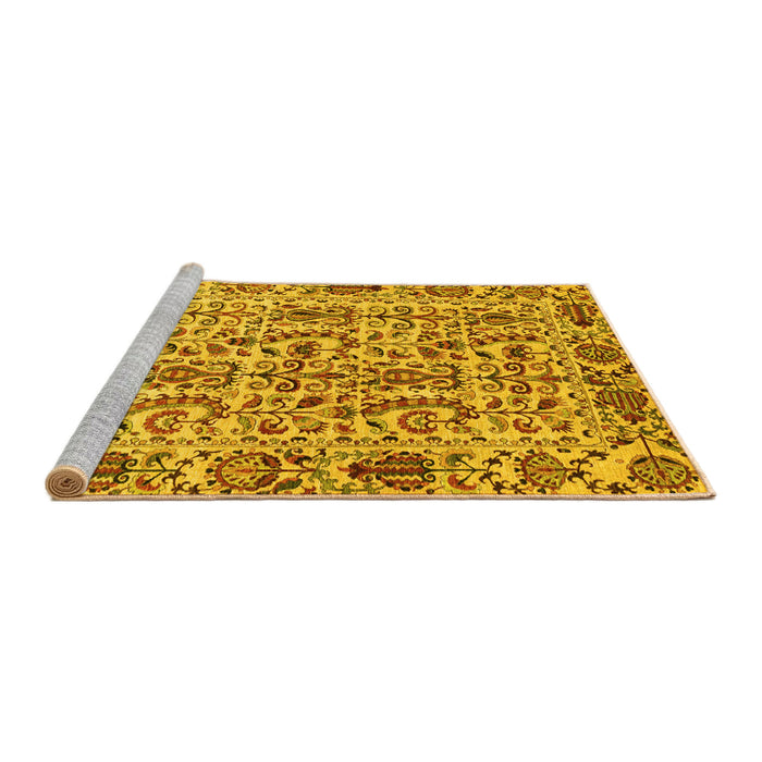 Sideview of Machine Washable Abstract Yellow Modern Rug, wshabs4068yw