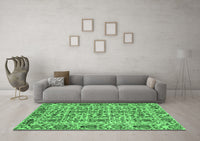 Machine Washable Abstract Emerald Green Modern Rug, wshabs4068emgrn