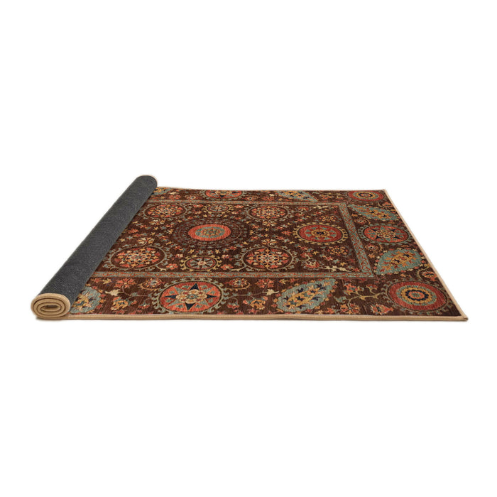 Sideview of Abstract Saffron Red Oriental Rug, abs4069