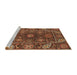 Sideview of Machine Washable Abstract Saffron Red Rug, wshabs4069