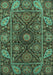 Machine Washable Oriental Turquoise Traditional Area Rugs, wshabs4069turq