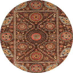 Round Machine Washable Abstract Saffron Red Rug, wshabs4069
