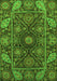 Machine Washable Oriental Green Traditional Area Rugs, wshabs4069grn