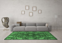 Machine Washable Oriental Emerald Green Traditional Rug, wshabs4069emgrn