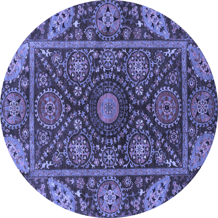 Round Oriental Blue Traditional Rug, abs4069blu