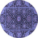 Round Oriental Blue Traditional Rug, abs4069blu