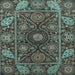 Square Machine Washable Oriental Light Blue Traditional Rug, wshabs4069lblu