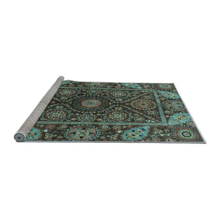 Sideview of Machine Washable Oriental Light Blue Traditional Rug, wshabs4069lblu