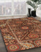 Abstract Saffron Red Oriental Rug in Family Room, abs4069