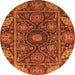 Round Oriental Orange Traditional Rug, abs4069org