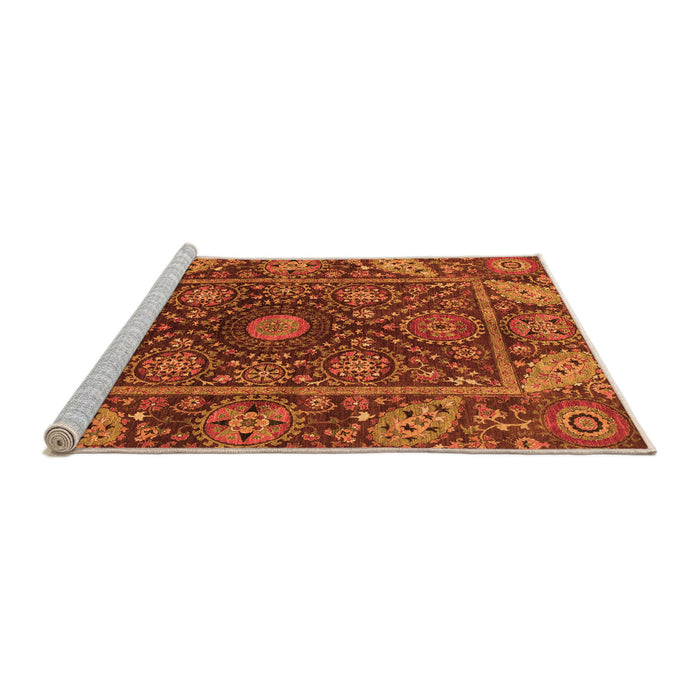 Sideview of Machine Washable Oriental Orange Traditional Area Rugs, wshabs4069org