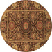 Round Machine Washable Oriental Brown Traditional Rug, wshabs4069brn