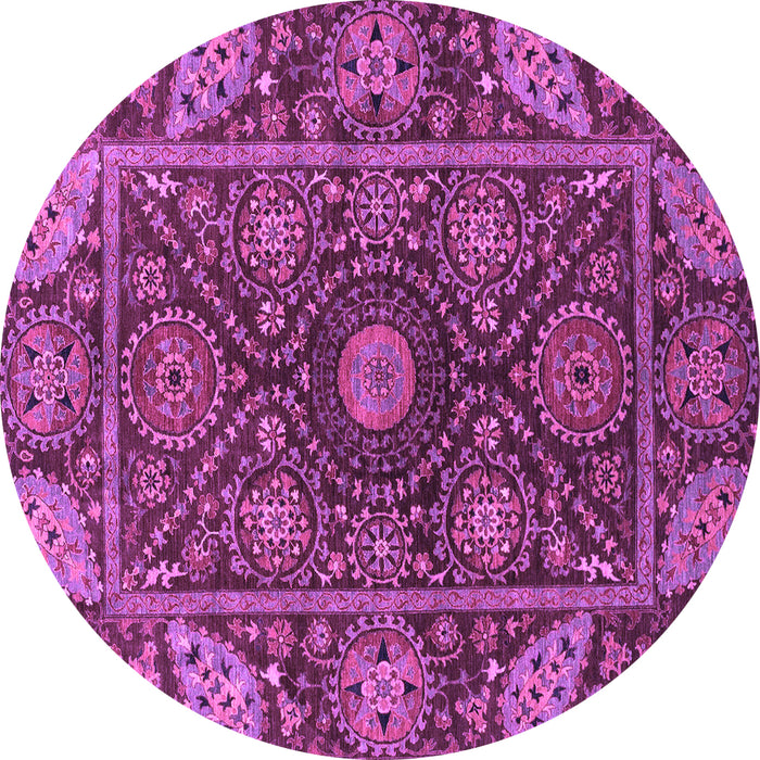 Round Oriental Purple Traditional Rug, abs4069pur