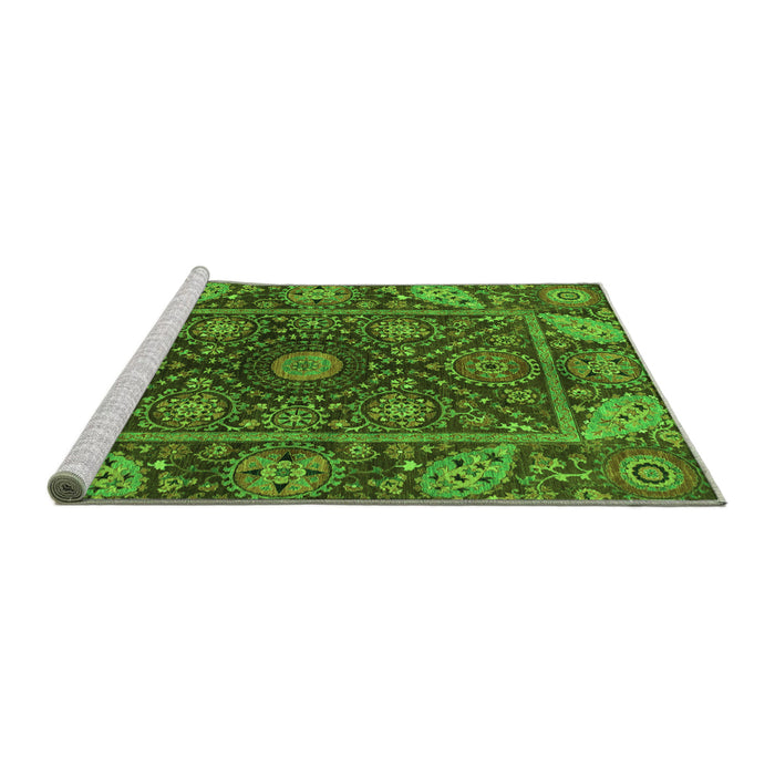 Sideview of Machine Washable Oriental Green Traditional Area Rugs, wshabs4069grn