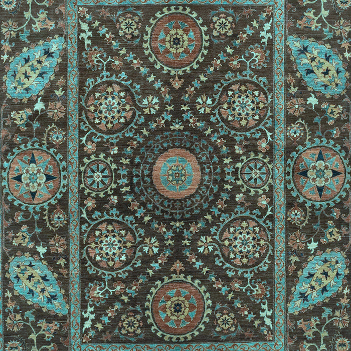 Machine Washable Oriental Light Blue Traditional Rug, wshabs4069lblu