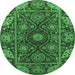 Round Oriental Emerald Green Traditional Rug, abs4069emgrn