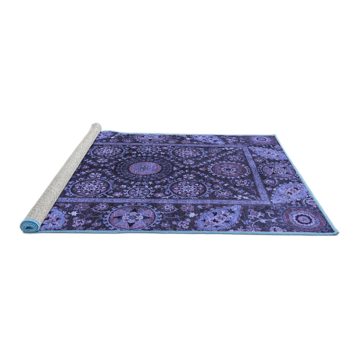 Sideview of Machine Washable Oriental Blue Traditional Rug, wshabs4069blu