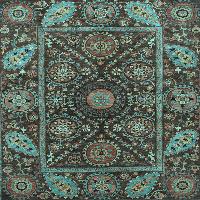Square Oriental Light Blue Traditional Rug, abs4069lblu