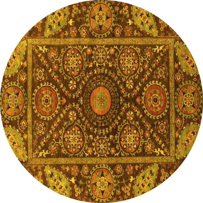 Round Oriental Yellow Traditional Rug, abs4069yw