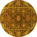 Round Oriental Yellow Traditional Rug, abs4069yw