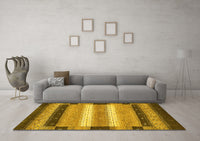 Machine Washable Abstract Yellow Modern Rug, wshabs406yw