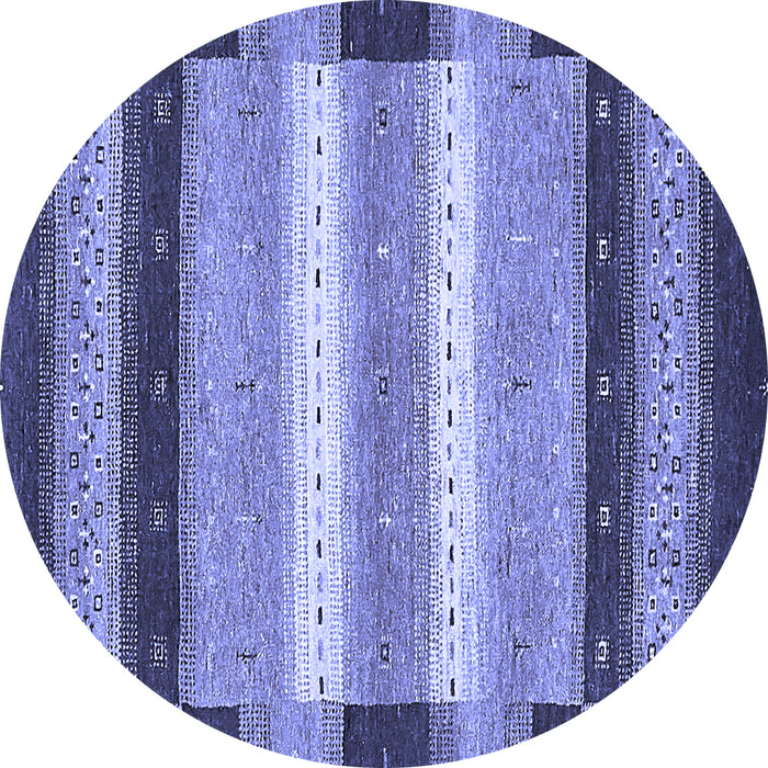 Round Machine Washable Abstract Blue Modern Rug, wshabs406blu
