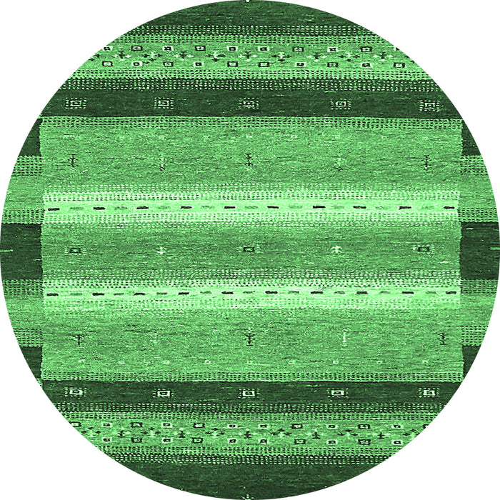 Round Abstract Emerald Green Modern Rug, abs406emgrn