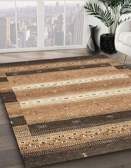 Machine Washable Abstract Sangria Brown Rug in a Family Room, wshabs406