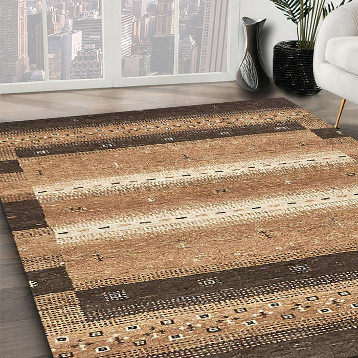 Machine Washable Abstract Sangria Brown Rug in a Family Room, wshabs406