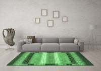 Machine Washable Abstract Emerald Green Modern Rug, wshabs406emgrn