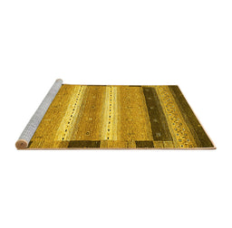 Sideview of Machine Washable Abstract Yellow Modern Rug, wshabs406yw