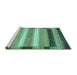 Sideview of Machine Washable Abstract Turquoise Modern Area Rugs, wshabs406turq