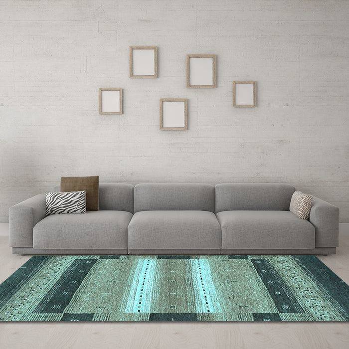 Machine Washable Abstract Light Blue Modern Rug in a Living Room, wshabs406lblu