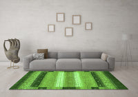 Machine Washable Abstract Green Modern Rug, wshabs406grn