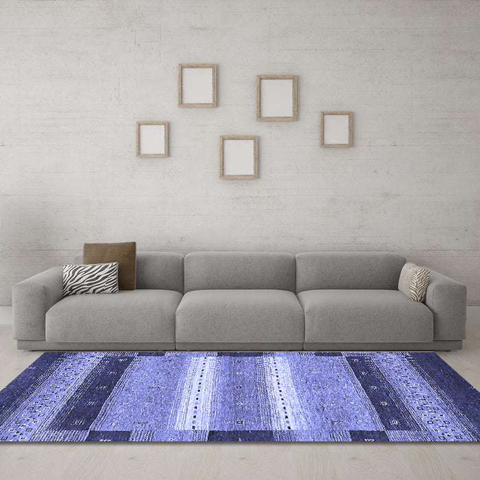 Machine Washable Abstract Blue Modern Rug in a Living Room, wshabs406blu