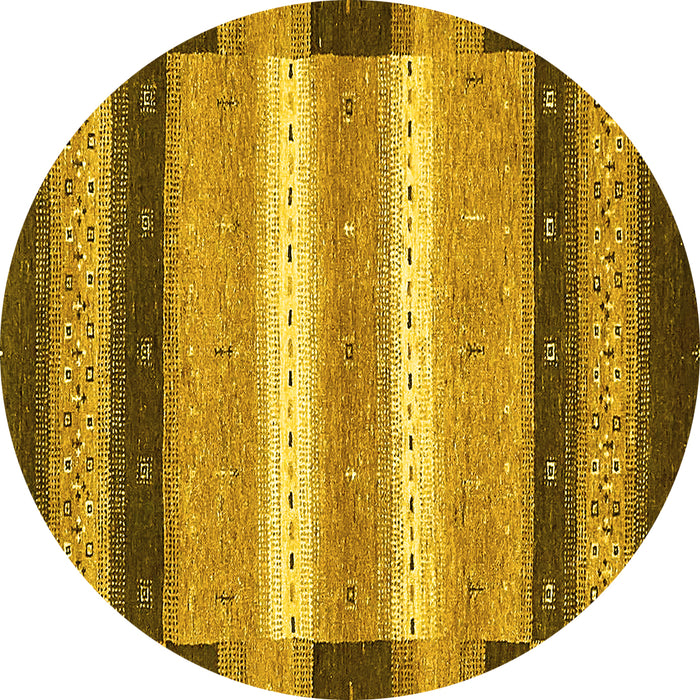 Round Abstract Yellow Modern Rug, abs406yw