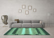 Machine Washable Abstract Turquoise Modern Area Rugs in a Living Room,, wshabs406turq