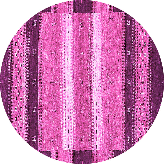 Round Machine Washable Abstract Pink Modern Rug, wshabs406pnk