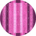 Round Machine Washable Abstract Pink Modern Rug, wshabs406pnk