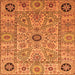 Square Machine Washable Abstract Orange Modern Area Rugs, wshabs4070org