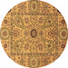 Round Machine Washable Abstract Brown Modern Rug, wshabs4070brn