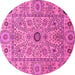 Round Abstract Pink Modern Rug, abs4070pnk