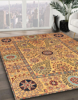 Abstract Red Modern Rug in Family Room, abs4070