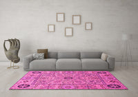 Machine Washable Abstract Pink Modern Rug, wshabs4070pnk