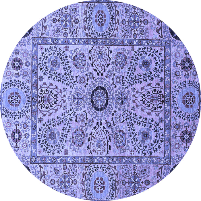 Round Abstract Blue Modern Rug, abs4070blu