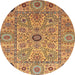 Round Abstract Red Modern Rug, abs4070