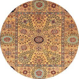 Round Machine Washable Abstract Red Rug, wshabs4070