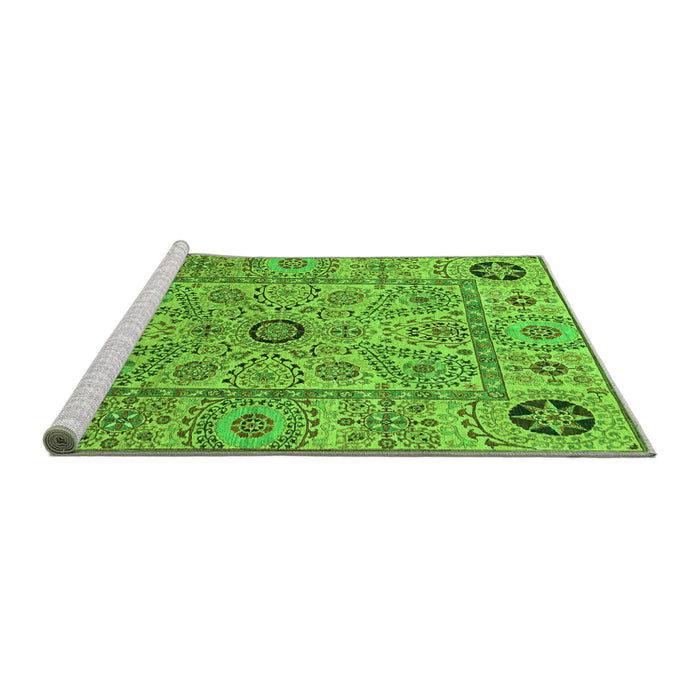 Sideview of Machine Washable Abstract Green Modern Area Rugs, wshabs4070grn