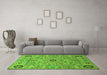 Machine Washable Abstract Green Modern Area Rugs in a Living Room,, wshabs4070grn